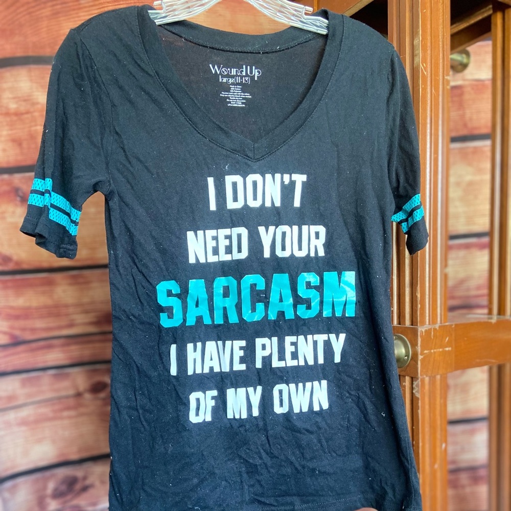 Ladies Sacarsm T-Shirt Size L